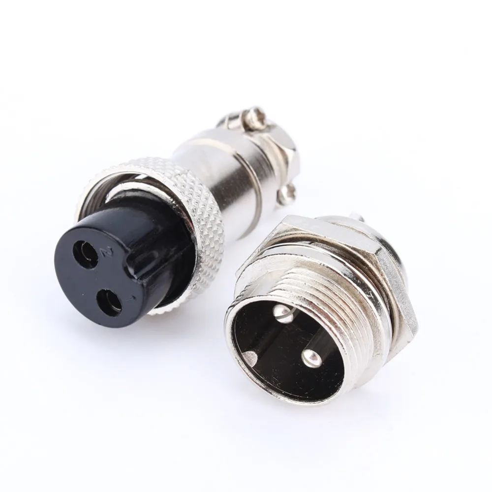 GX16 16mm 2 Pin Screw Type Electrical Aviation Plug Socket Connector New 