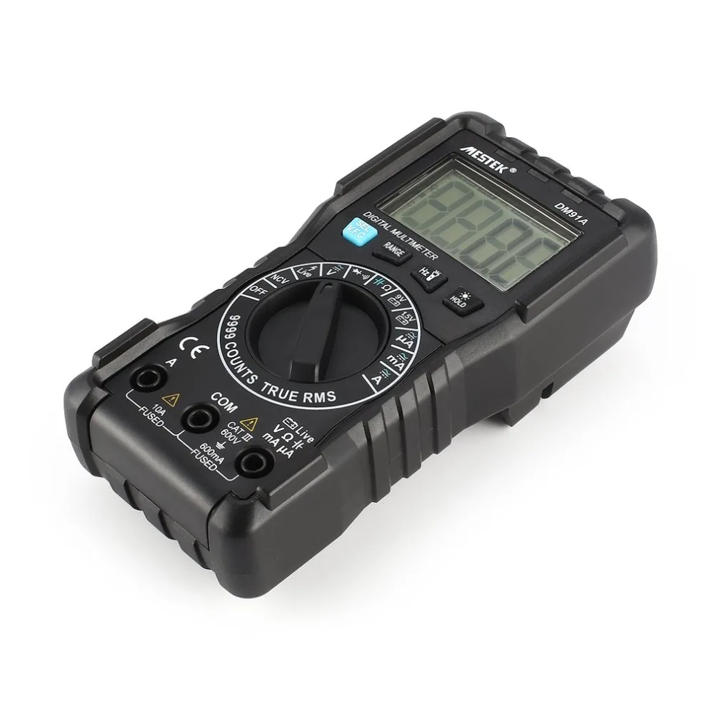 

MESTEK Mini Digital Multimeter 9999 Counts True RMS Auto Range AC/DC Volt Amp Ohm Diode Continuity Capacitance Tester DM91A