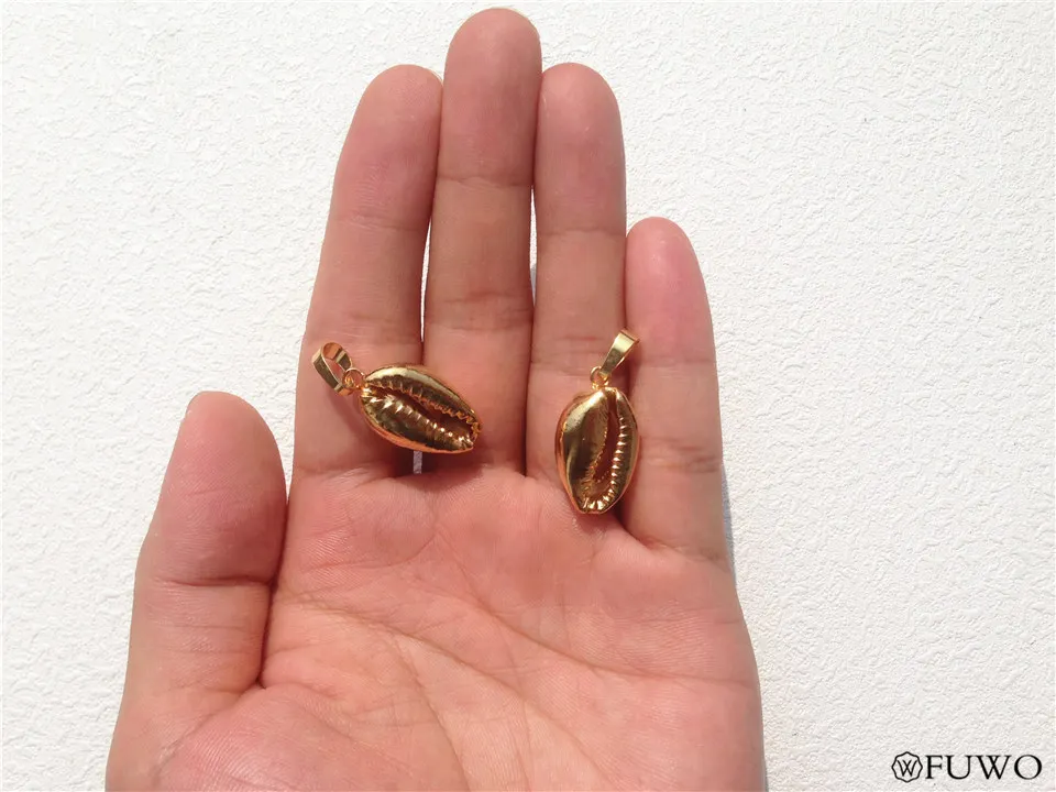 24k Gold Dipped Real Natural Cowrie Shell Pendant 12