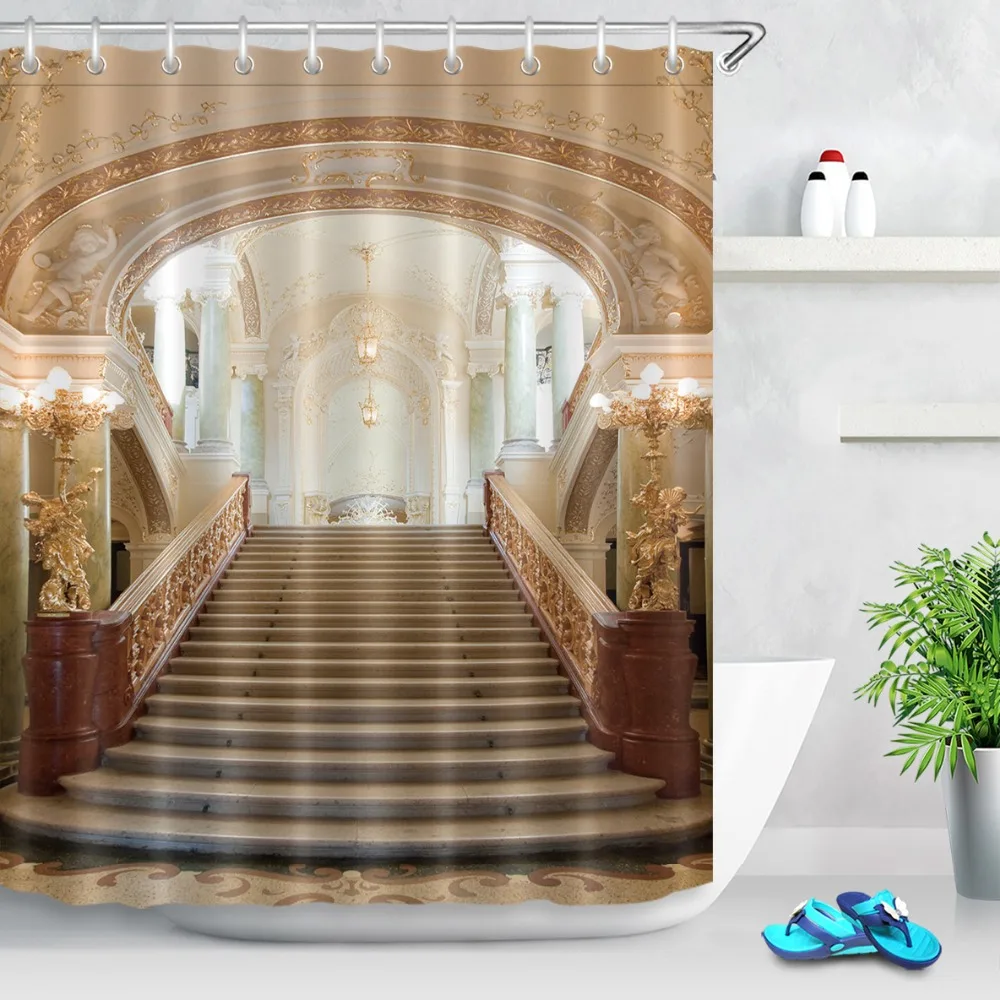 LB 72'' Waterproof Polyester Retro Roman Palace Hall Stairs Shower