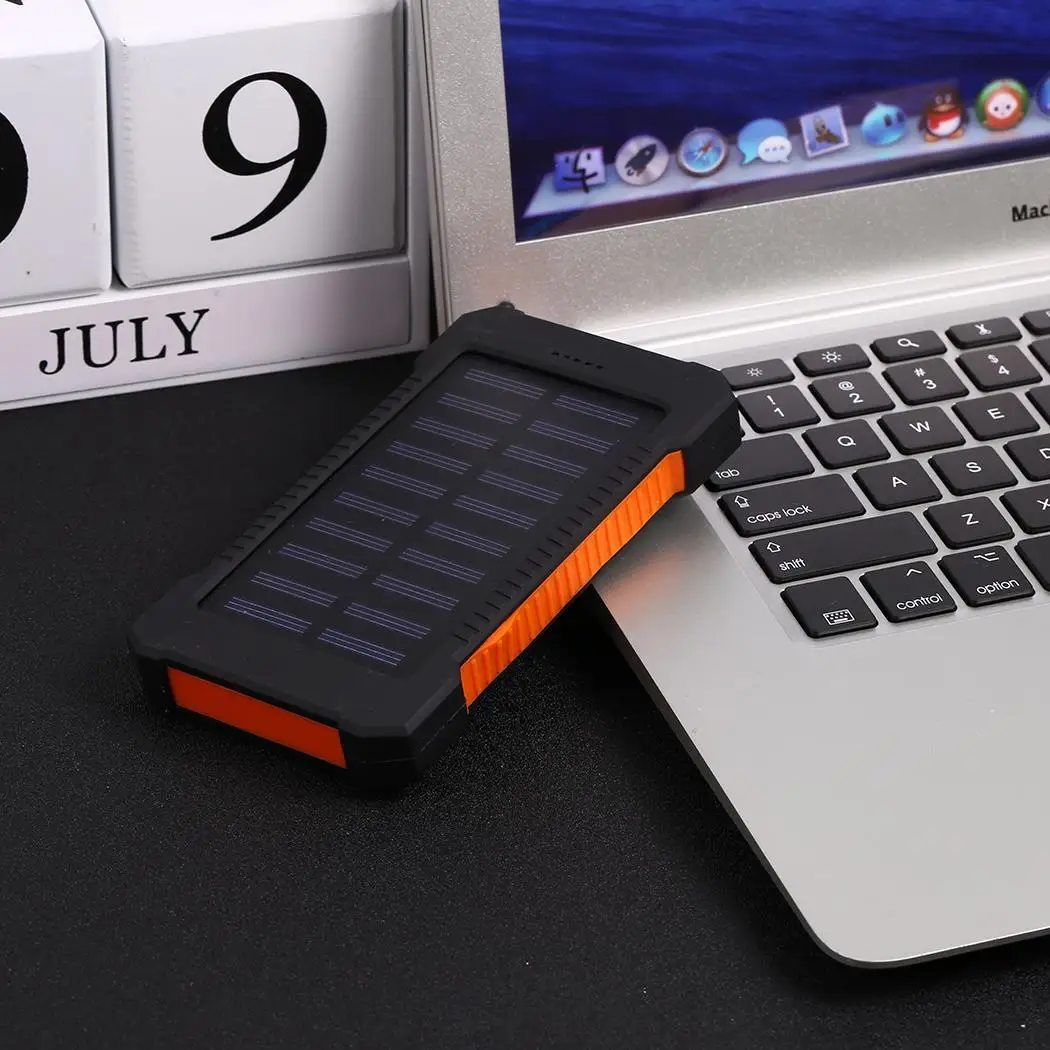 30000mAh внешний Солнечный портативный 2 USB аккумулятор Powerbank вешалка компас Пыльник