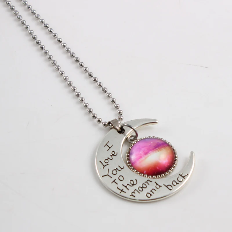 

2019 New Nebula Galaxy I Love You to the Moon and Back Pendant Necklace Universe Jewelry Glass Art Picture Statement Necklace