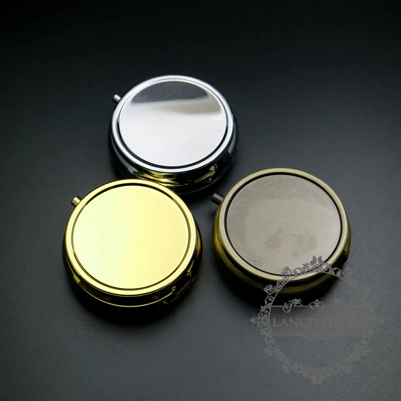 

40mm setting size gold,silver,bronze stainless steel round medicine box DIY supplies 1502062