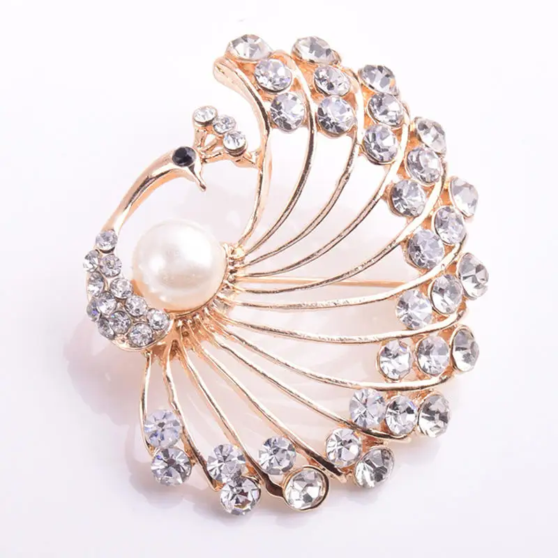 

LNRRABC Women's Brooches Crystal Large Bridal Vintage Rhinestones Inlaid Peacock Brooch Pin Fashion Jewelry Decoration broches
