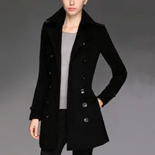 Новинка, Casacos Femininos, Женское пальто, женское тонкое двубортное зимнее шерстяное пальто, шерстяное тонкое зимнее пальто для женщин, большие размеры