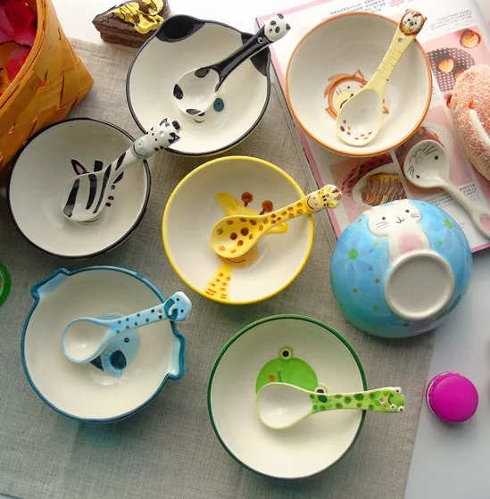 Бесплатная доставка креативная подглазурная краска мультяшная миска с рисунком