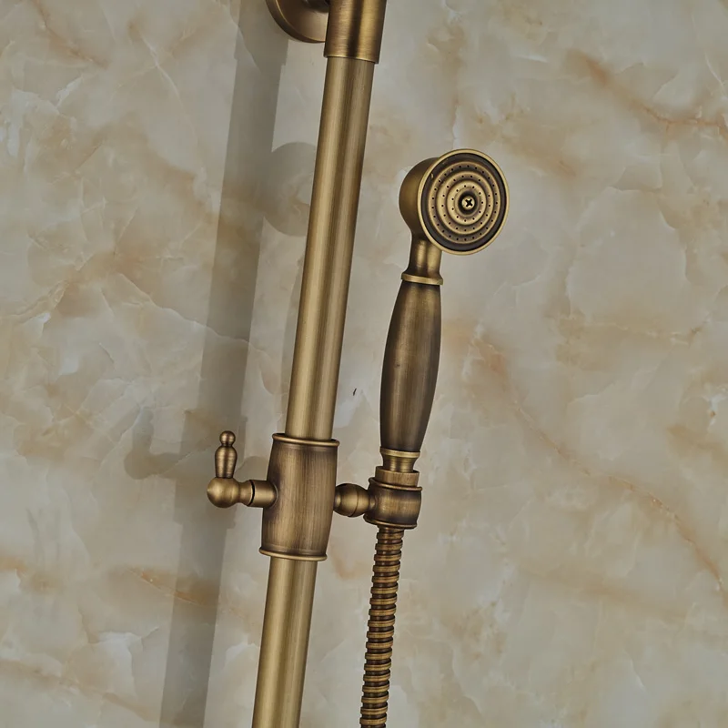 Античный латунный дождевой смеситель для душа с одной ручкой для ванны, набор для душа, настенный смеситель для душа, смеситель для ванной комнаты