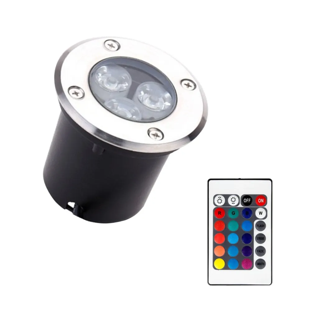 Lámpara Led de suelo empotrado para exteriores, luz subterránea RGB de DC12V, 9W, IP67, blanca