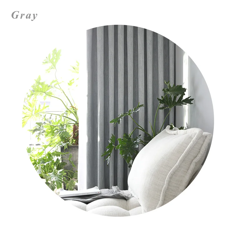 Прочные затемненные занавески для гостиной, домашний декор, драпировка из мягкого искусственного льна, занавески для спальни, высокая степень затенения Rideaux - Цвет: Gray