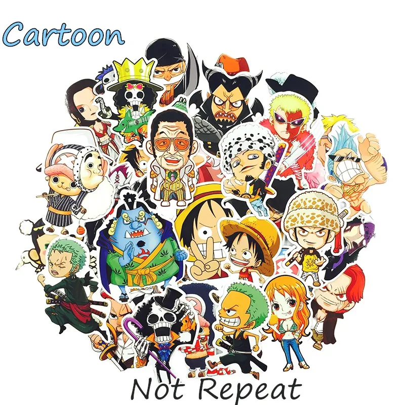 Hot 60pcs PVC One Piece Stickers Fashion High Quality Waterproof PVC For Suitcase Refrigerator skateboard laptop
