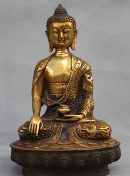 

free shipping S1620 Tibetan Buddhism Bronze Dragon Phoenix Robe Shakyamuni Sakyamuni Buddha Statue bronze