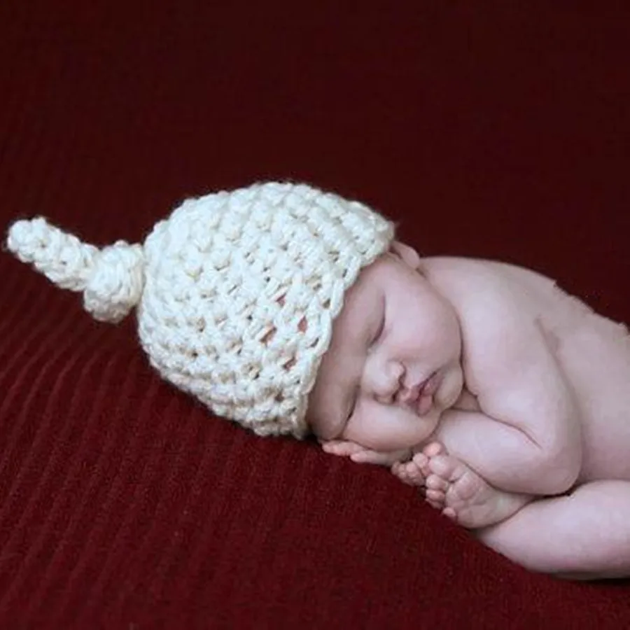 White-9-Colors-Newborn-Baby-Photo-Props-Knot-Hats-Hand-Knitted-Photography-Props-Hat-Crochet-Cap