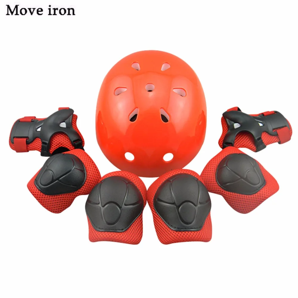 7Pcs/Set Elbow Wrist Knee Pads Bicycle Helmet for Kids Children Sport