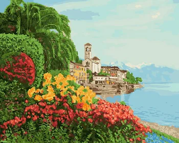 

Unframe diy picture oil paintings by numbers paint by number for home decor canvas painting 5065cm harbor