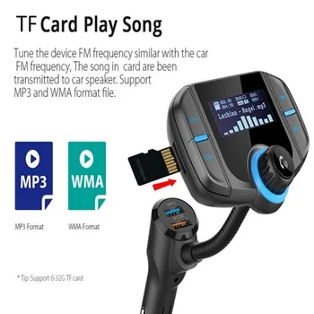

Wireless Bluetooth FM Transmitter Car Stereo Radio Receiver Audio MP3 TF Card Player Quick QC3.0&USB cargador Handsfree Call Kit