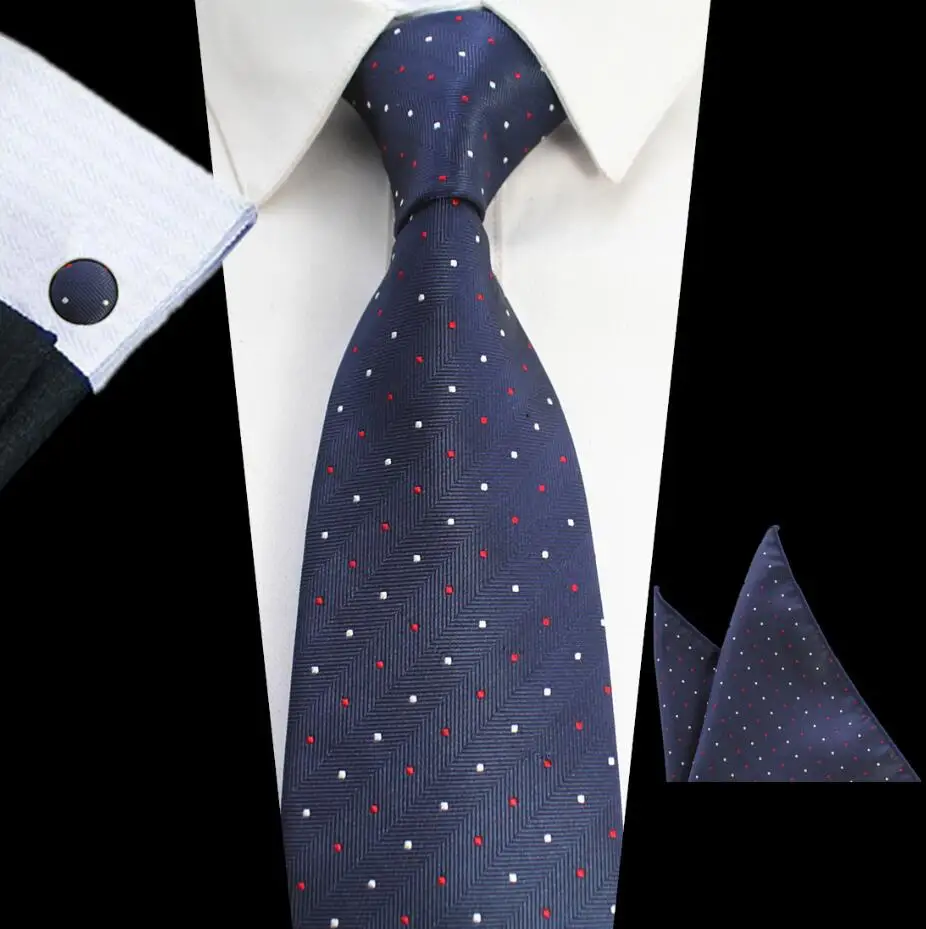 GUSLESON дизайн 8 см набор клетчатых полосатых галстуков жаккардовые тканые мужские галстуки Запонки набор мужских галстуков для свадебной вечеринки - Цвет: 11