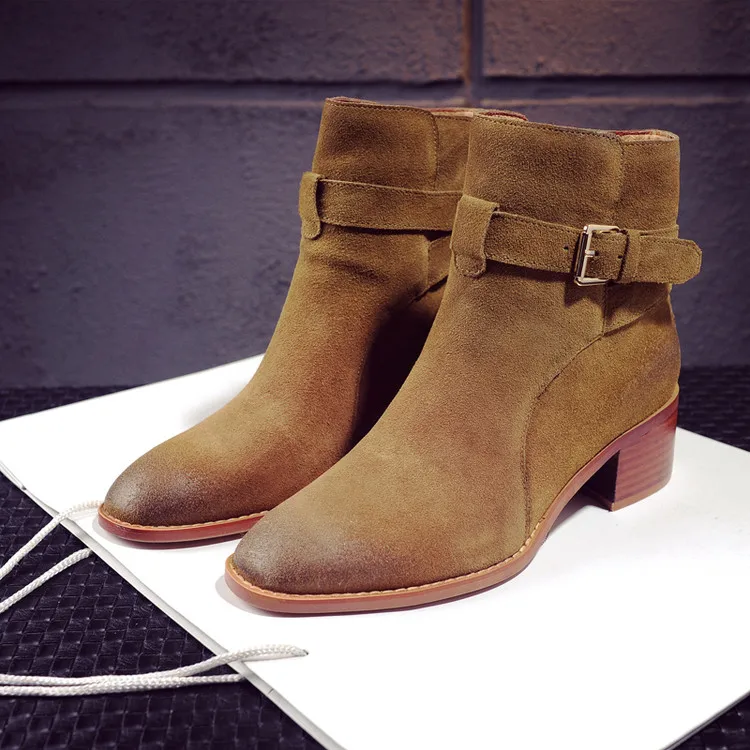 

Women 's Boots 2016 autumn new buckle breathable real leather boots