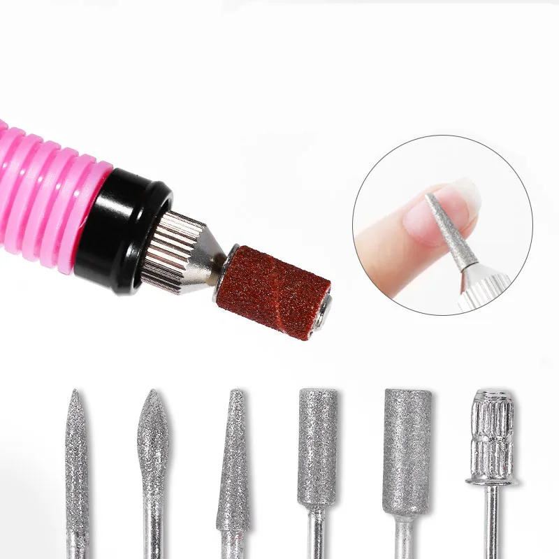 

6PCS Diamond Nail Drill Bits Nail Drill Machine Cutter Polish Rotary Gel Cuticle Clean Manicure Pedicure Electric Accessory New
