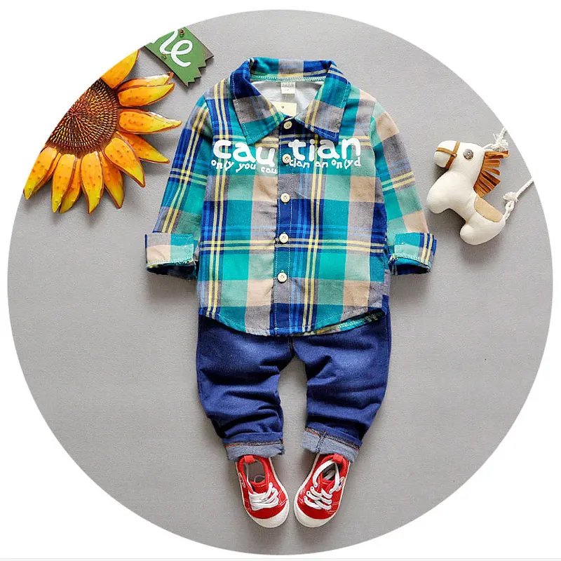 

2017 Newborn Baby Boy Clothing Set Infant Fashion Clothes Formal Baby Suits Plaid Tracksuit Brand Baby Boy Clothes Spring Coats