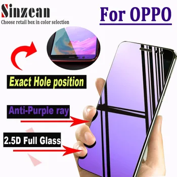 

100pcs For OPPO Reno/F11 PRO/R19/realme u1/A73/F9/A37/A83/AX7 2.5D Full Glass EXACT HOLE Anti purple/blue ray Screen Protector