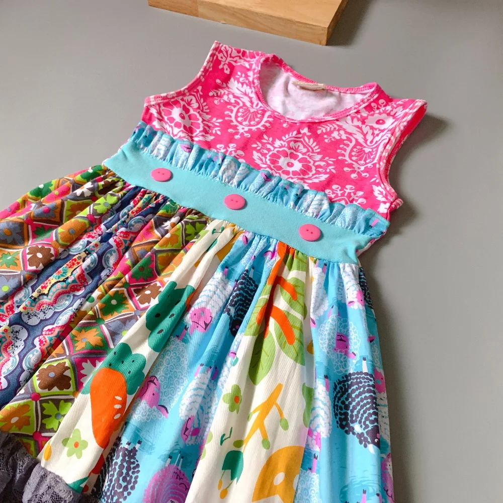 2019summer flowers pink Girls dress with buttons Hot Sale New style Dress for present 2019summer flowers pink Girls dress with buttons Hot Sale New style Dress for present