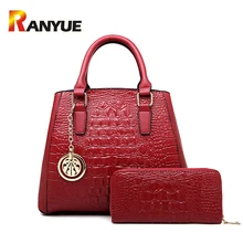 Fashion Crocodile Pattern Women Leather Big Shoulder Bags Handbags Women Famous Brands Ladies Coin Purses And