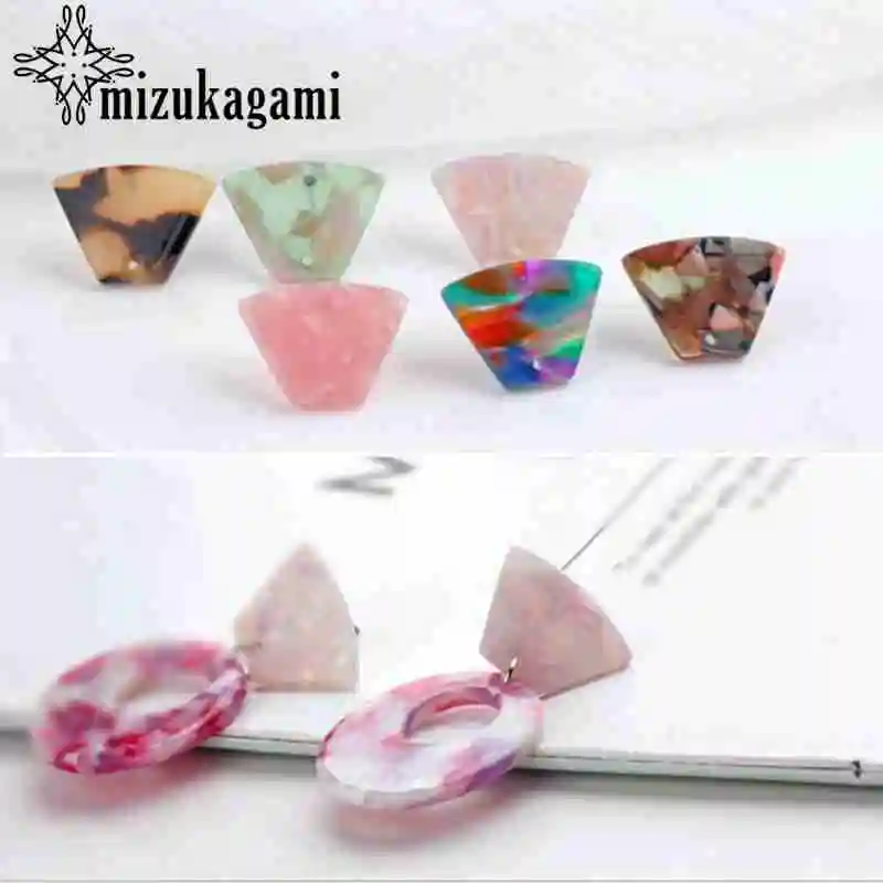 

Acetic Acid Polygon Ear Nail Base Earrings Connector 10pcs/lot For DIY Drop Earrings Jewelry Making Accessories