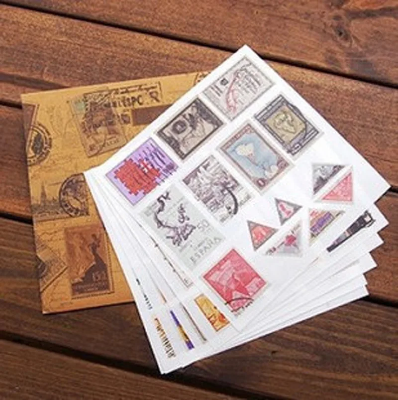 

New European vintage stamp sticker set for scrapbooking , masking , Vintage old stamp stickers