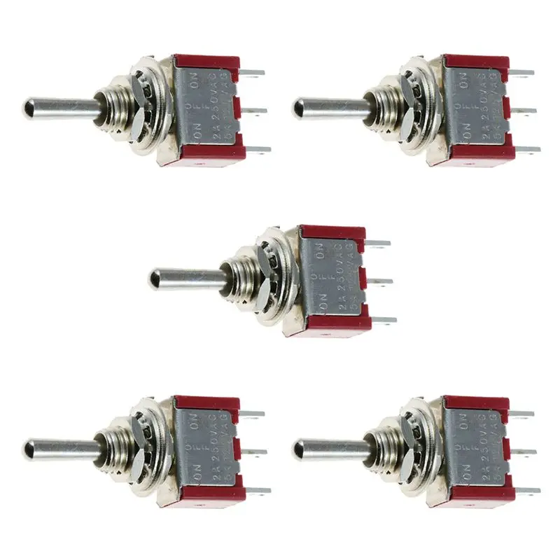 5 x Мини Мгновенный(ВКЛ) ВЫКЛ(ВКЛ) тумблер модель Railway SPDT 12 V, серебристый