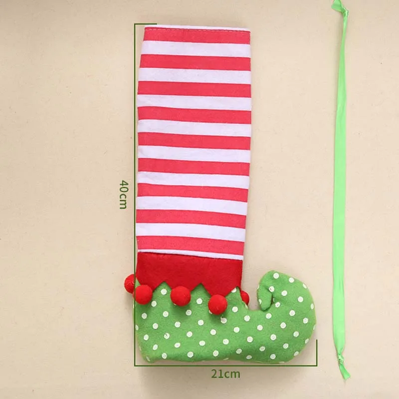 4 шт./компл. Рождественский чехол для ножки стула носки для хождения по полу протекторы Рождественского стола, облегающие ногу ботфорты Noel с утолщённой меховой опушкой, украшения для небольшие подарки для вечеринки - Цвет: Green dot