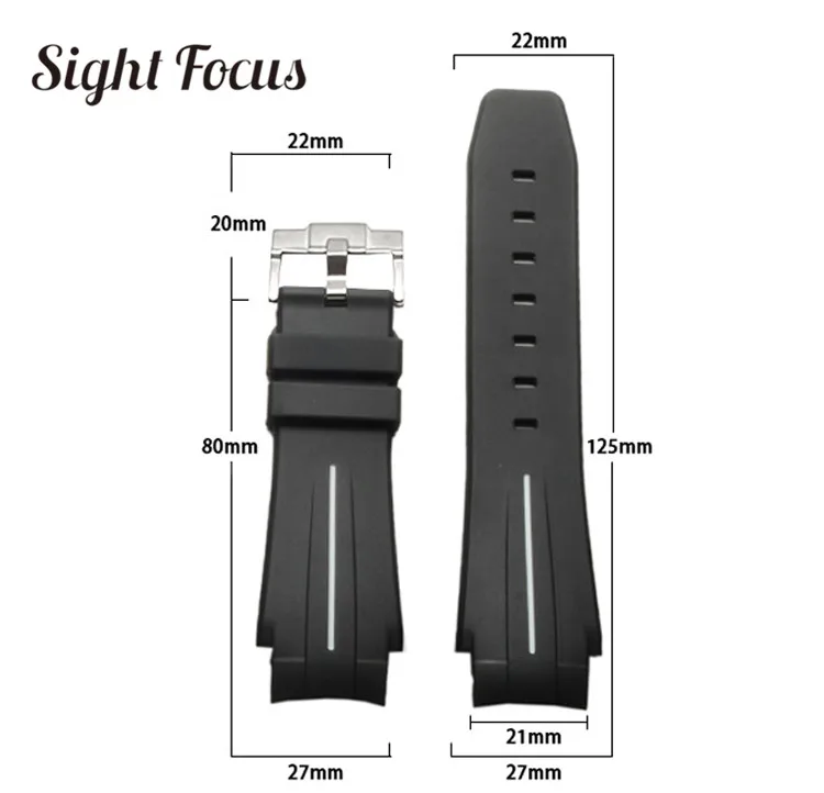 27x21 мм, силиконовая резина, ремешок для часов, ремешок для часов, браслет Montre Correas