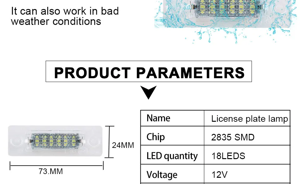 Error Free 18 LEDs 2835 SMD Car Led License Plate Lights Lamp 6500K 12V for VW Passat B5 Caddy T5 JettaSyncro MK5 Auto Stylings (8)