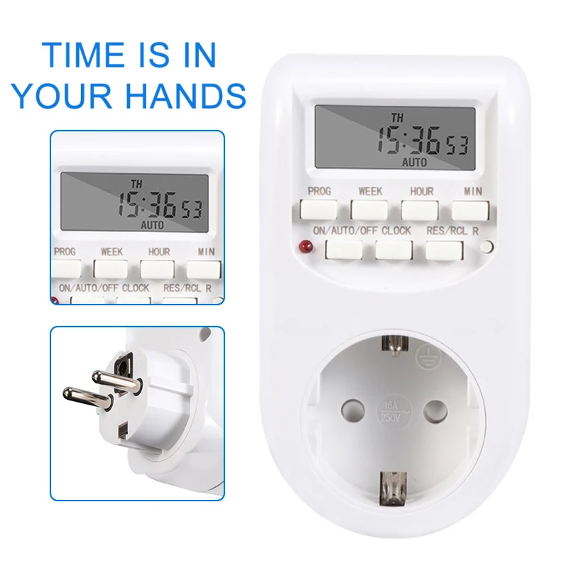 

Digital Timer Switch EU Plug Kitchen Timer Outlet 220V 50HZ 10A 7 Day 12/24 Hour Programmable Timing Socket Wholesale