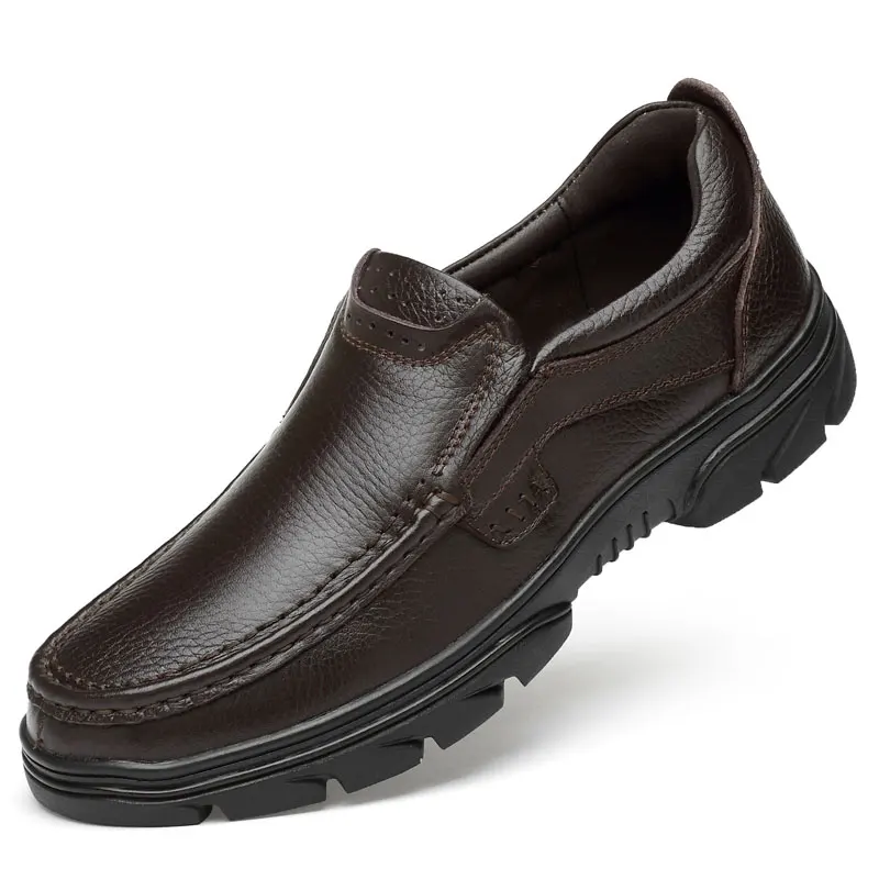 CLAX/мужские черные кожаные туфли; натуральная кожа; сезон лето-осень; модельные туфли; Мужская официальная обувь; слипоны; офисная обувь; мягкая дышащая обувь - Цвет: Brown