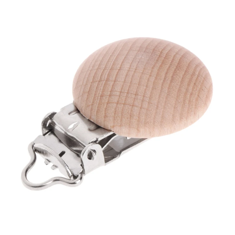 

Wooden Children Natural Pacifier Holder Clip Infant Round Nipple Clasps For Baby