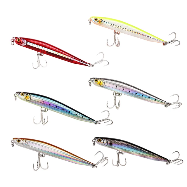 Kingdom Sea-Señuelos de Pesca de hundimiento lento, 14g 80mm / 19g 95mm, cebos duros VMC, anzuelos, cebo de Pesca de lubina, modelo 7504 Kingdom Sea-Señuelos de Pesca de hundimiento lento, 14g 80mm / 19g 95mm, cebos duros VMC, anzuelos, cebo de Pesca de lubina, modelo 7504