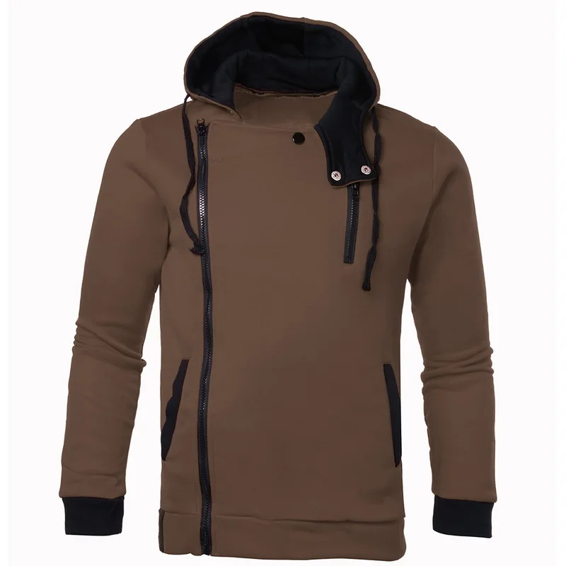 NIBESSER мужские толстовки, свитшоты на осень и зиму, Модная приталенная куртка на молнии с длинным рукавом, мужская спортивная одежда размера плюс 6xl - Цвет: coffee