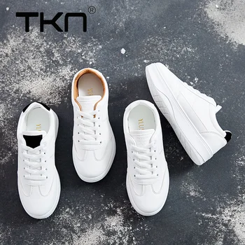 

TKN 2019 Spring/Summer Skateboarding Shoes women White Light Weight Hard-Wearing Anti-Slippery Sneakers Woman Flat Leisure Shoes