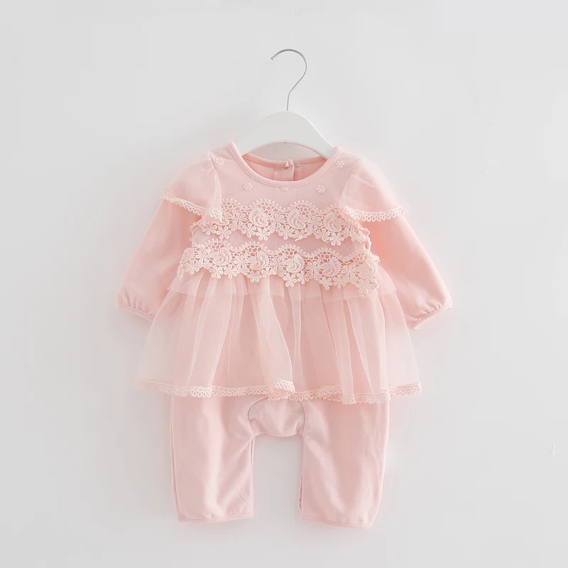 

Spring Autumn New Lace Baby Rompers Girls Long Jumpsuit Comfortable Lace Children Girls Crawling Coverall Clothing 3 Color