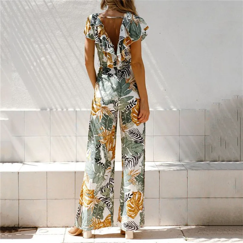 Playsuit Fashion Women V-Neck Floral Print Sleeveless Long Playsuit Ladies Jumpsuit Sexy Female Summer Beach Overalls R04 (14)