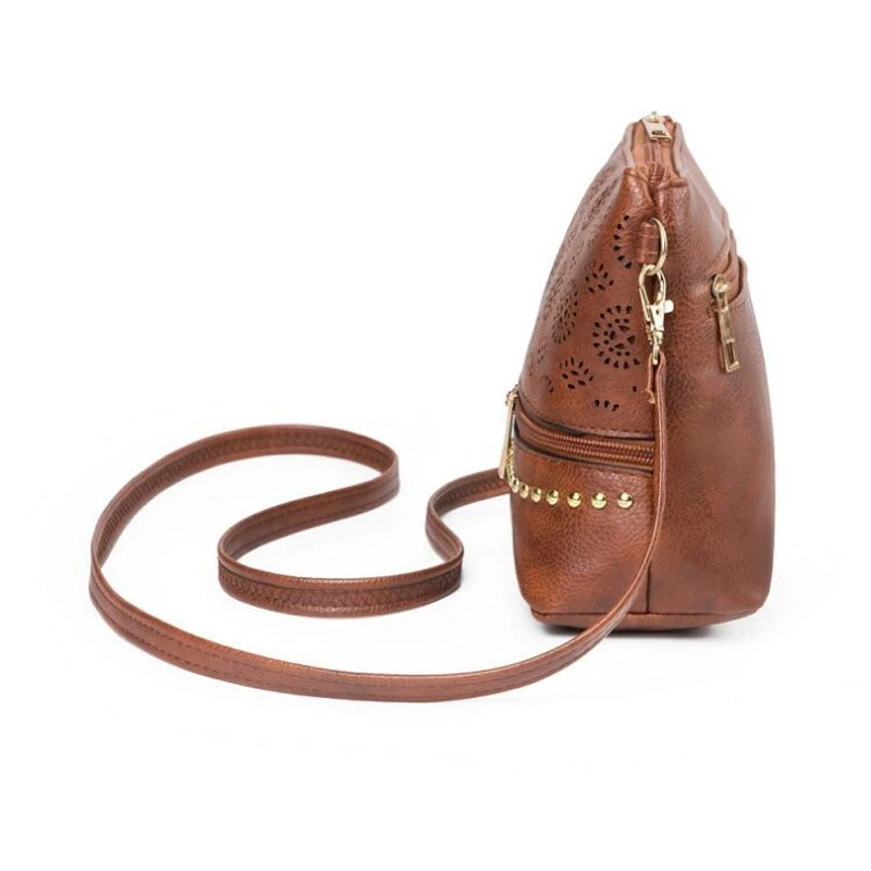 Ретро женская сумка с заклепками, сумка через плечо из искусственной кожи, модный дизайнерский кошелек на молнии, высокое качество, женские сумки через плечо