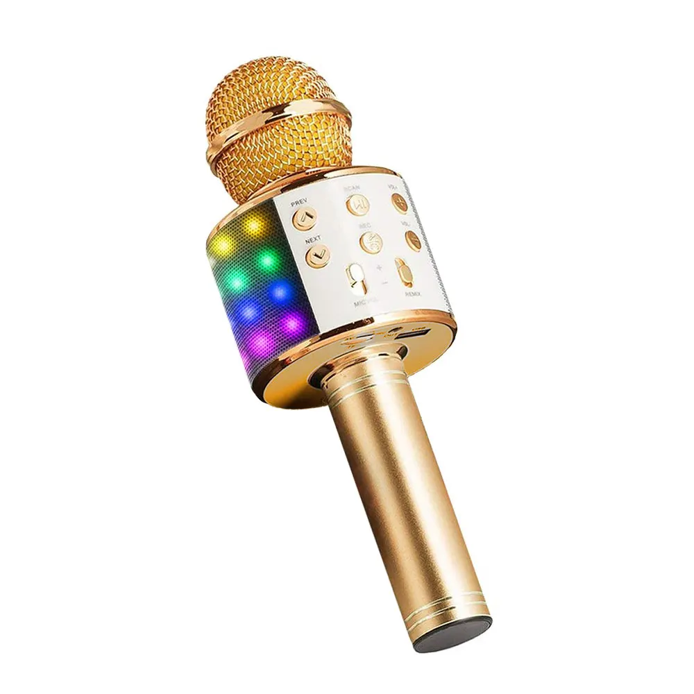 Профессиональный Bluetooth беспроводной микрофон динамик ручной микрофон караоке микрофон музыкальный плеер для вокала, с рекордером KTV 1800Mah - Цвет: Цвет: желтый