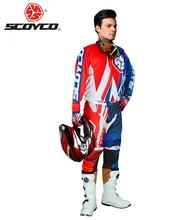 SCOYCO Гонки На Мотоциклах Одежда Комбинации Мотокросс Off-Road Dirt Bike DH Джерси + Хип Колодки Брюки + Полный Палец перчатки Набор