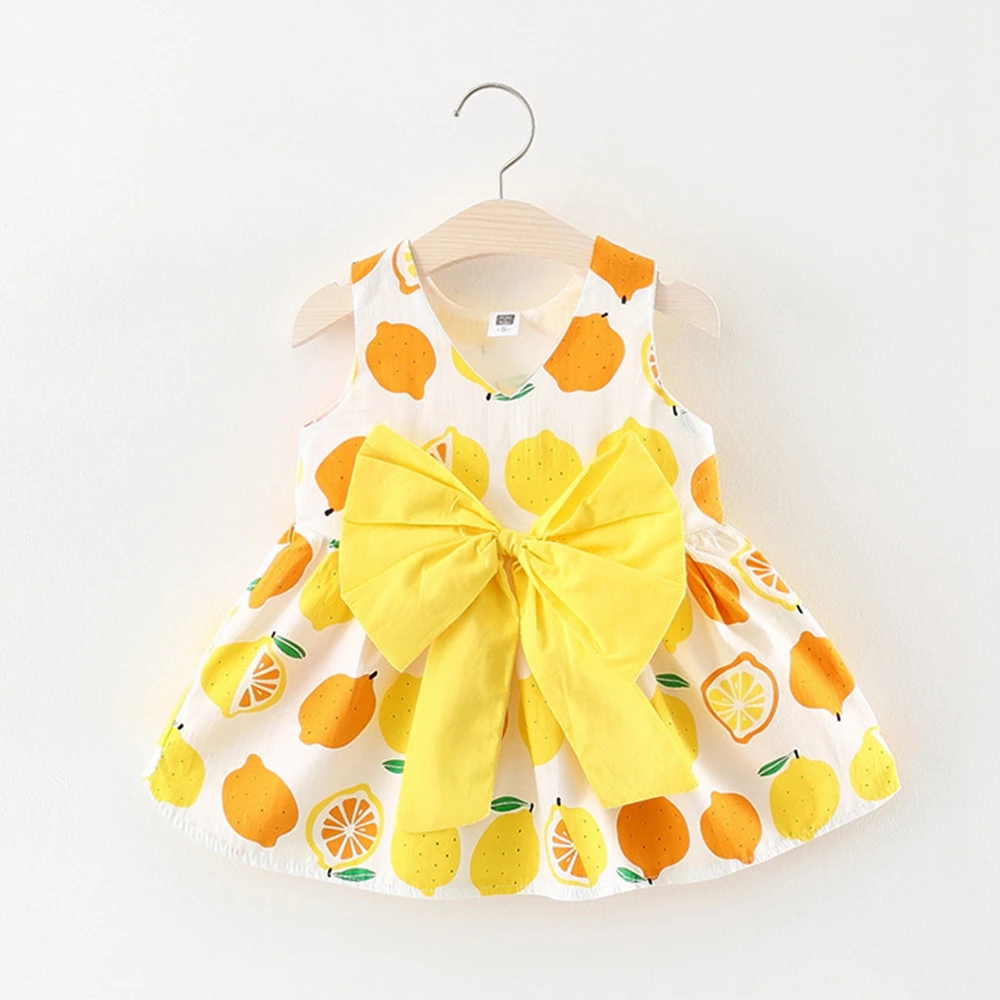 

6M-3T Baby Girls Sundress Lemon Printed Kids Clothes for Summer Bebe Clothing Infant Tank dress 9 12 18 24 Yellow