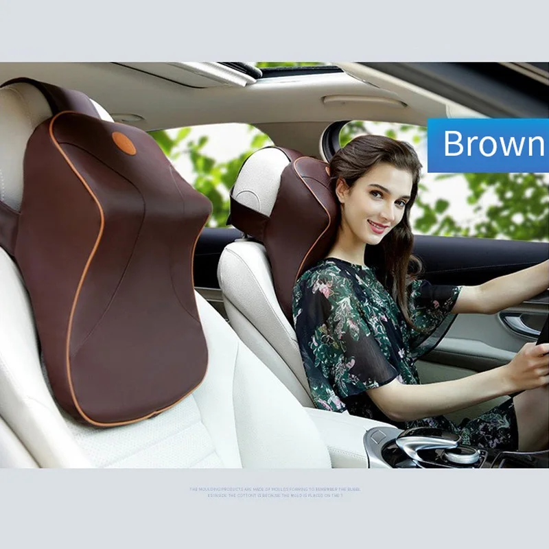 

Leather+3D Memory Foam Car Neck Pillow Adjustable Head Restraint Auto Headrest Travel Pillow with For Renault Volvo Citroen