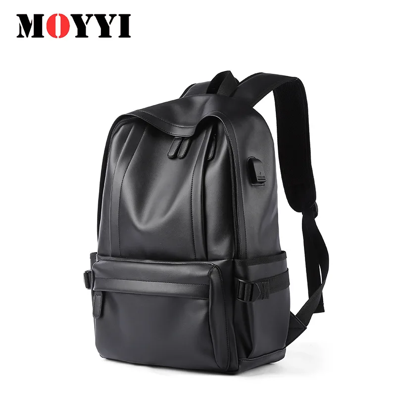 

Moyyi Brand Men Backpack Leather School Backpack Bag Fashion Waterproof Travel Bag Casual Leather Book Bag Male