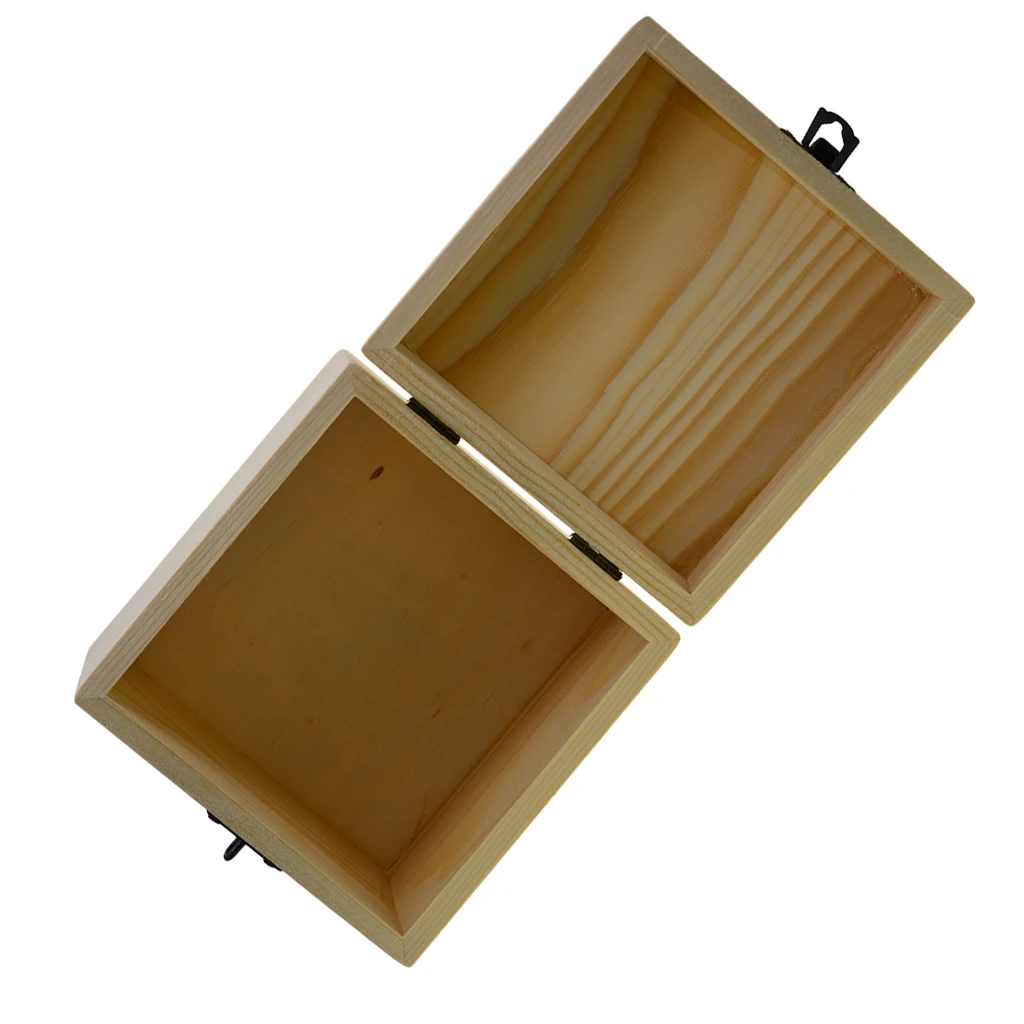 Unfinished Wooden Jewelry Box Candy Makeup Cosmetic Organizer Box Locking Clasp for DIY Projects Wedding Gift Toy Container