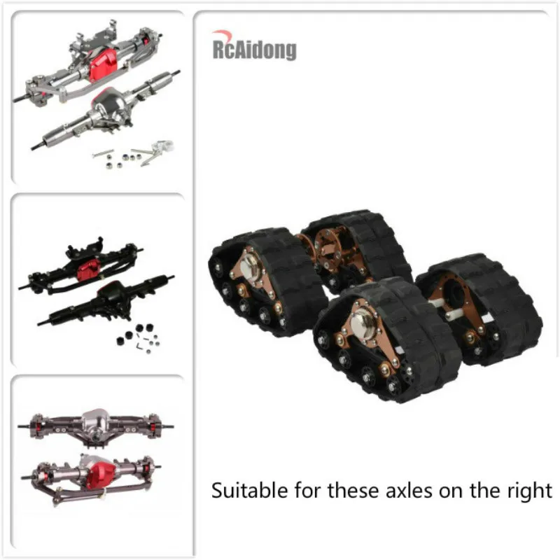 

4PCS RC Aluminum Alloy Tracks Wheel Sandmobile Conversion Snow Tire For 1/10 RC AXIAL SCX10 Rock Crawler Upgrade part