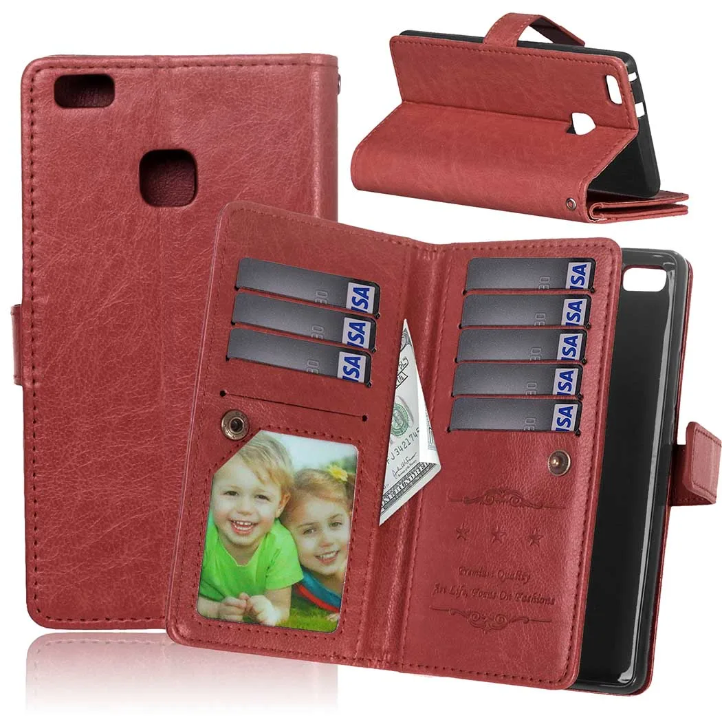 

Luxury Flip Wallet Case For Huawei P9 Lite Coque Luxury PU Leather Stand Phone Back Silicon Cover For Huawei Ascend P9 Lite Bag