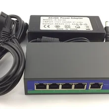 Ip-камера CCTV 5 портов 48V 4 PoE инжектор питания через Ethernet переключатель 78W IEEE802.3af/at 1,2+/3,6-с адаптером питания